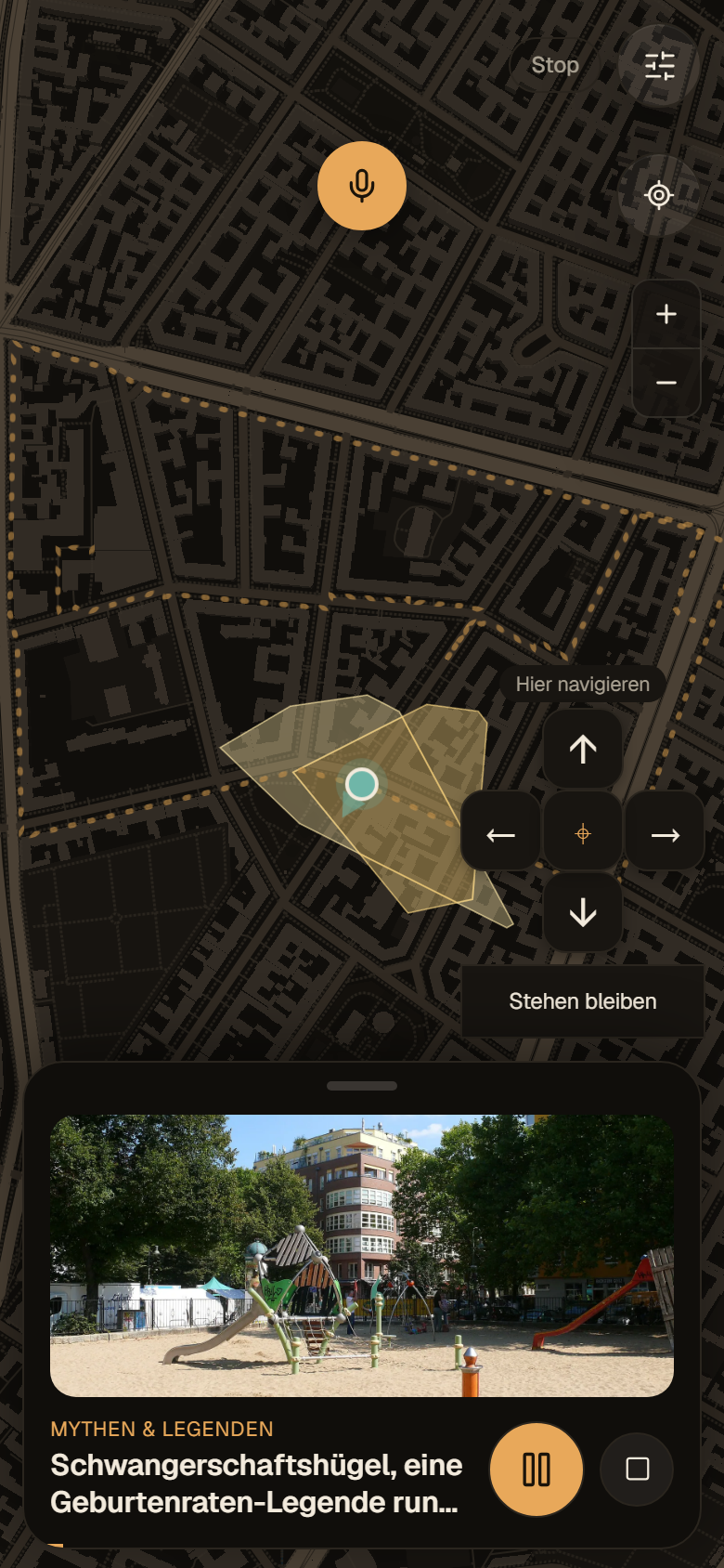 KiezWalk am Kollwitzplatz mit Mikrofon-Knopf